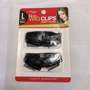 Magic Collection Wig Clips snap comb Large Black clips 12 pieces